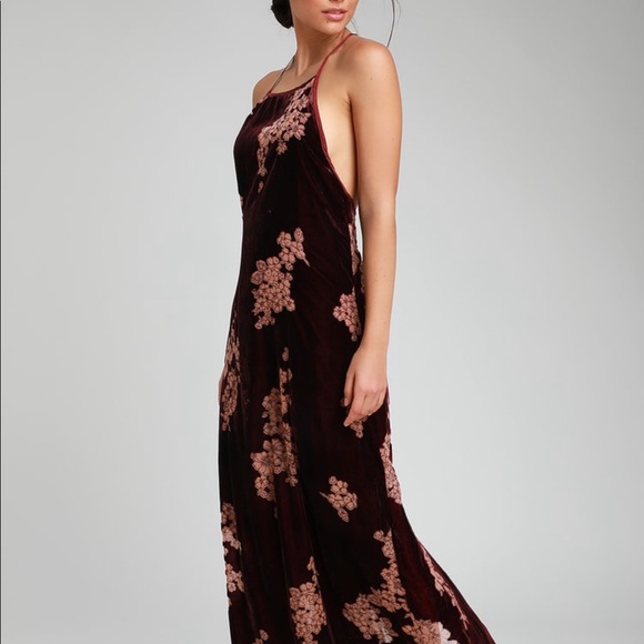Band of Gypsies Dresses & Skirts - Band of Gypsies Parker Burgundy Velvet Maxi Dress Small